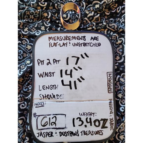 R&K Originals Black Ivory Midi Dress 10 Boho Geometric Sleeveless V Neck Modest - Picture 7 of 9